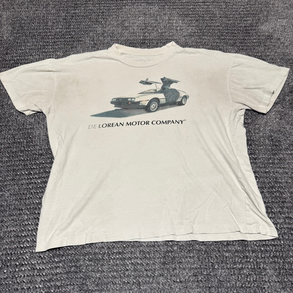 DMC Mens T Shirt DeLorean Motor Company Car Graphic Print M Cream
